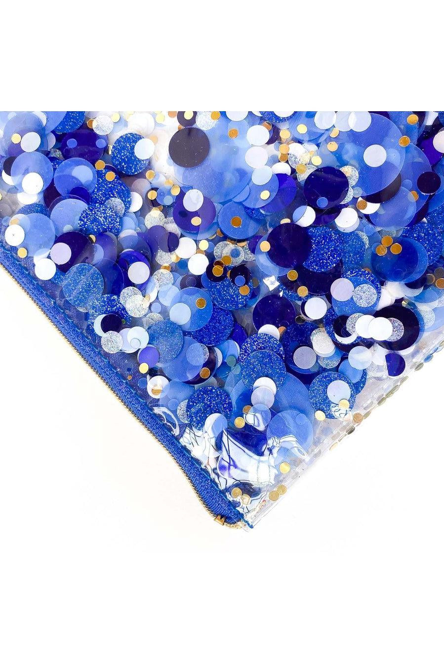 Packed Party Spirit Squad True Blue Confetti Everything Pouch Clutch Bag by Packed Party as seen on celebrities