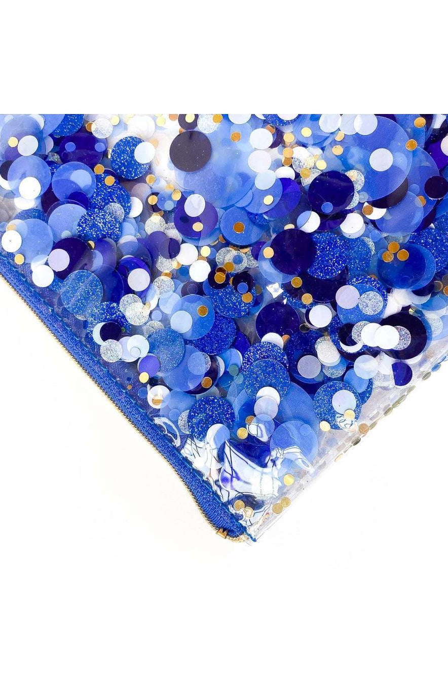 Packed Party Spirit Squad True Blue Confetti Everything Pouch Clutch Bag by Packed Party as seen on celebrities