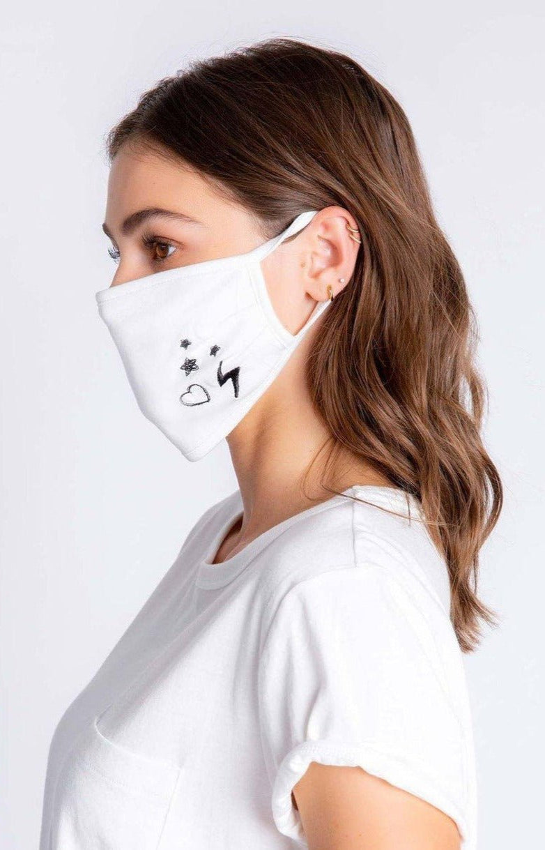 PJ Salvage Ivory Face Mask with Stars & Hearts Face Mask by PJ Salvage as seen on celebrities