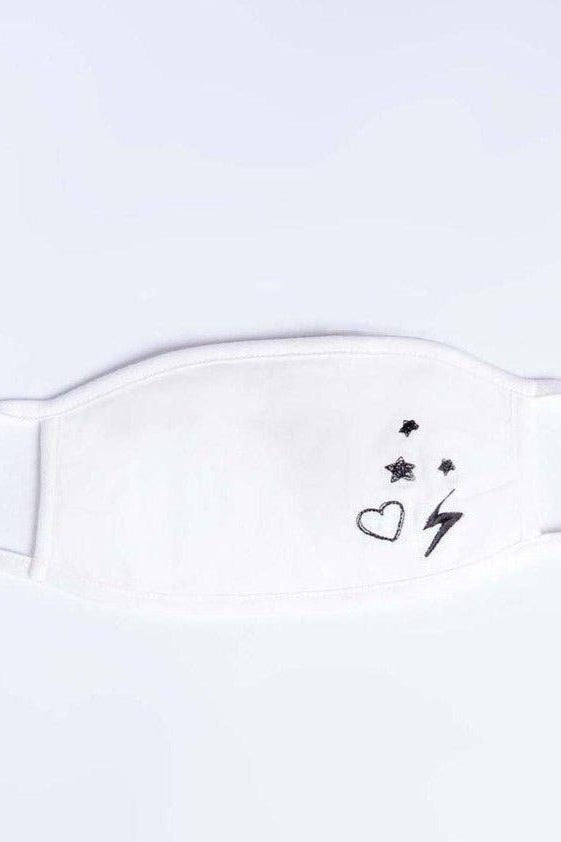 PJ Salvage Ivory Face Mask with Stars & Hearts by PJ Salvage – Face Mask – White | Spoiled Brat UK