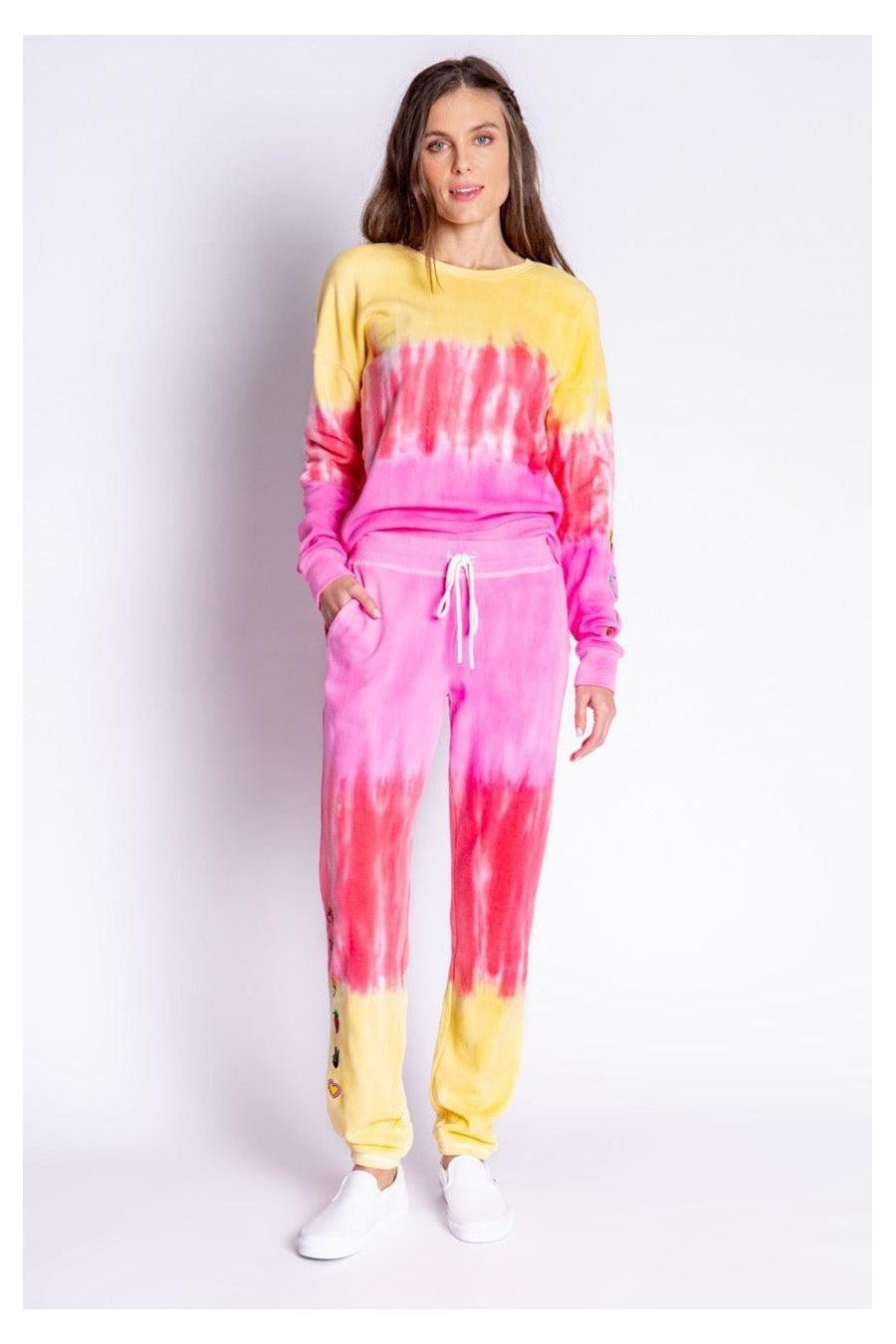 PJ Salvage One Love Ombre Tie Dye Crew Neck Long Sleeve Sweater Sweater by PJ Salvage as seen on celebrities