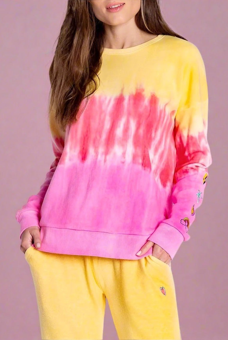 Shop PJ Salvage PJ Salvage One Love Ombre Tie Dye Crew Neck Long Sleeve Sweater Sweater for women – premium loungewear and festival fashion at Spoiled Brat