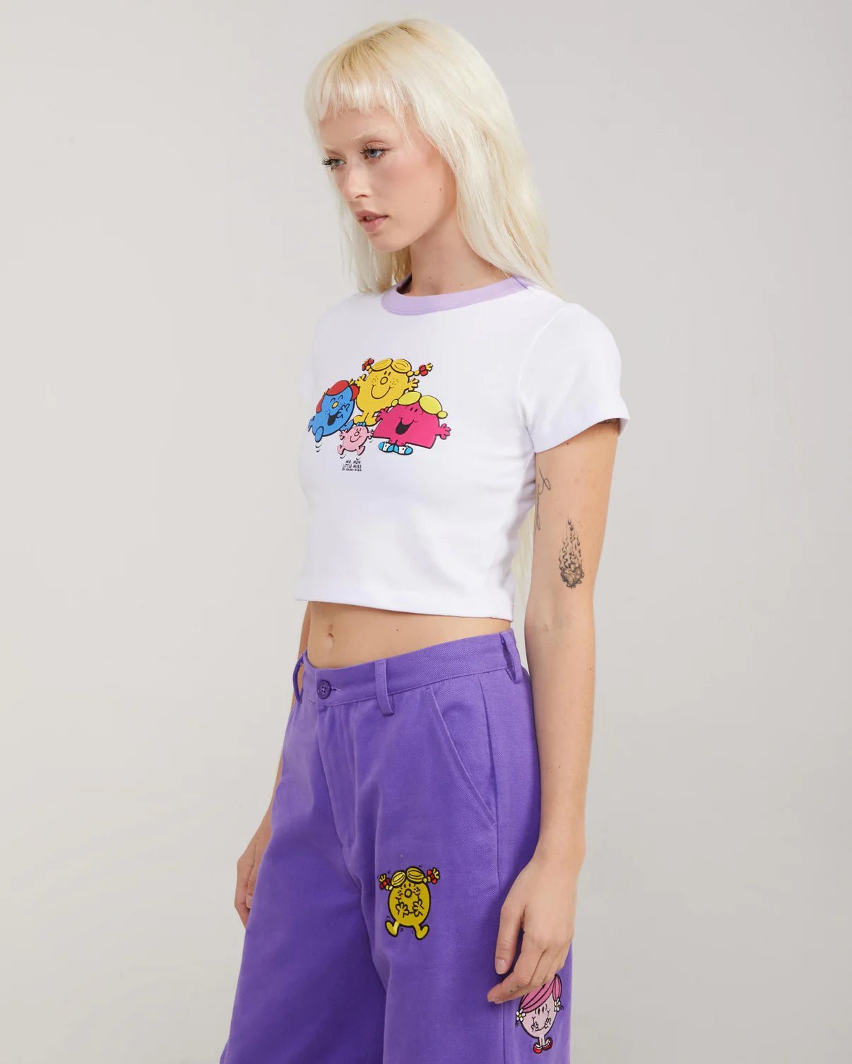 Samii Ryan x Mr Men Happy Gals Baby Tee by Samii Ryan – T-Shirt – White | Spoiled Brat UK