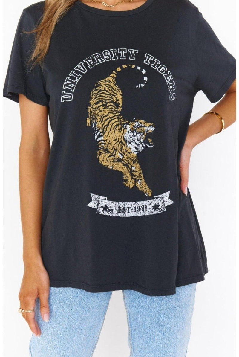 Shop Show Me Your Mumu Show Me Your Mumu Oliver University Tiger Graphic Tee T-Shirt for women – premium loungewear and festival fashion at Spoiled Brat