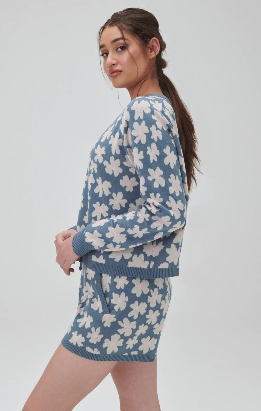 Spiritual Gangster Floral Jacquard Boxy Raglan Pullover - Spoiled Brat