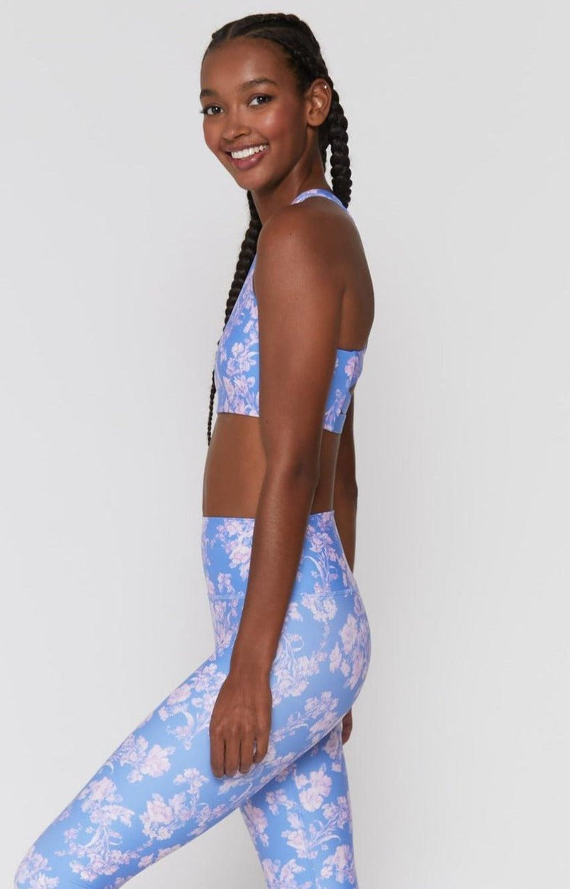 Spiritual Gangster Studio Eco Jersey Sports Bra in Jacaranda Print Cropped Top by Spiritual Gangster as seen on celebrities