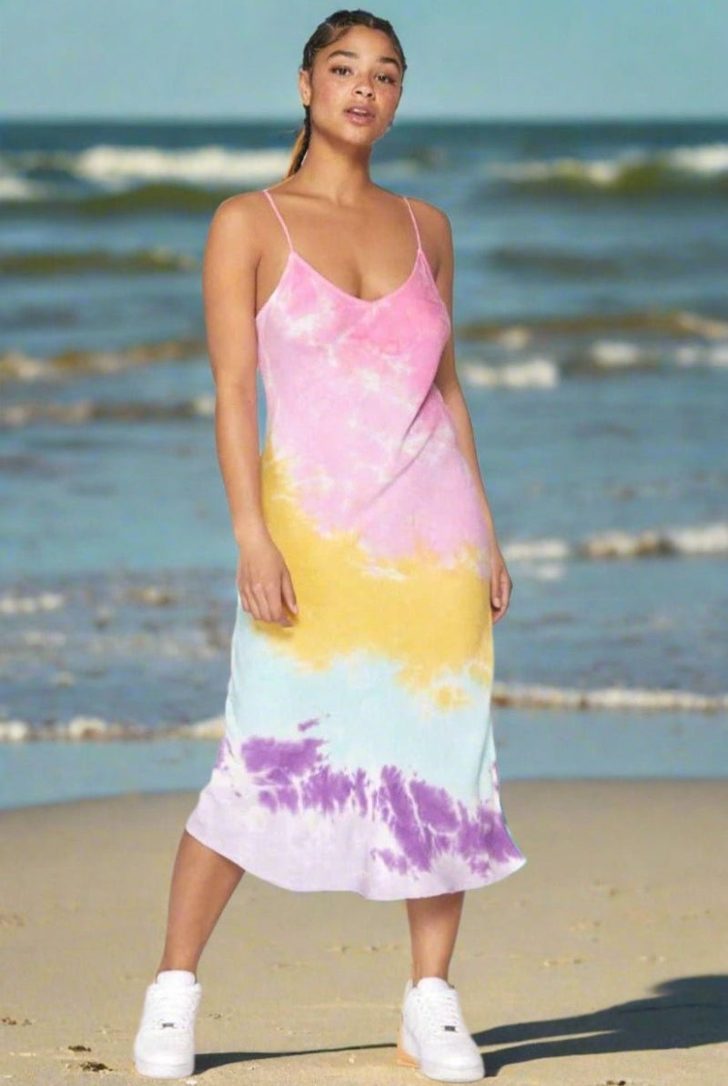 Shop Spiritual Gangster Spiritual Gangster Tie Dye Slip Maxi Dress Maxi Dress for women – premium loungewear and festival fashion at Spoiled Brat