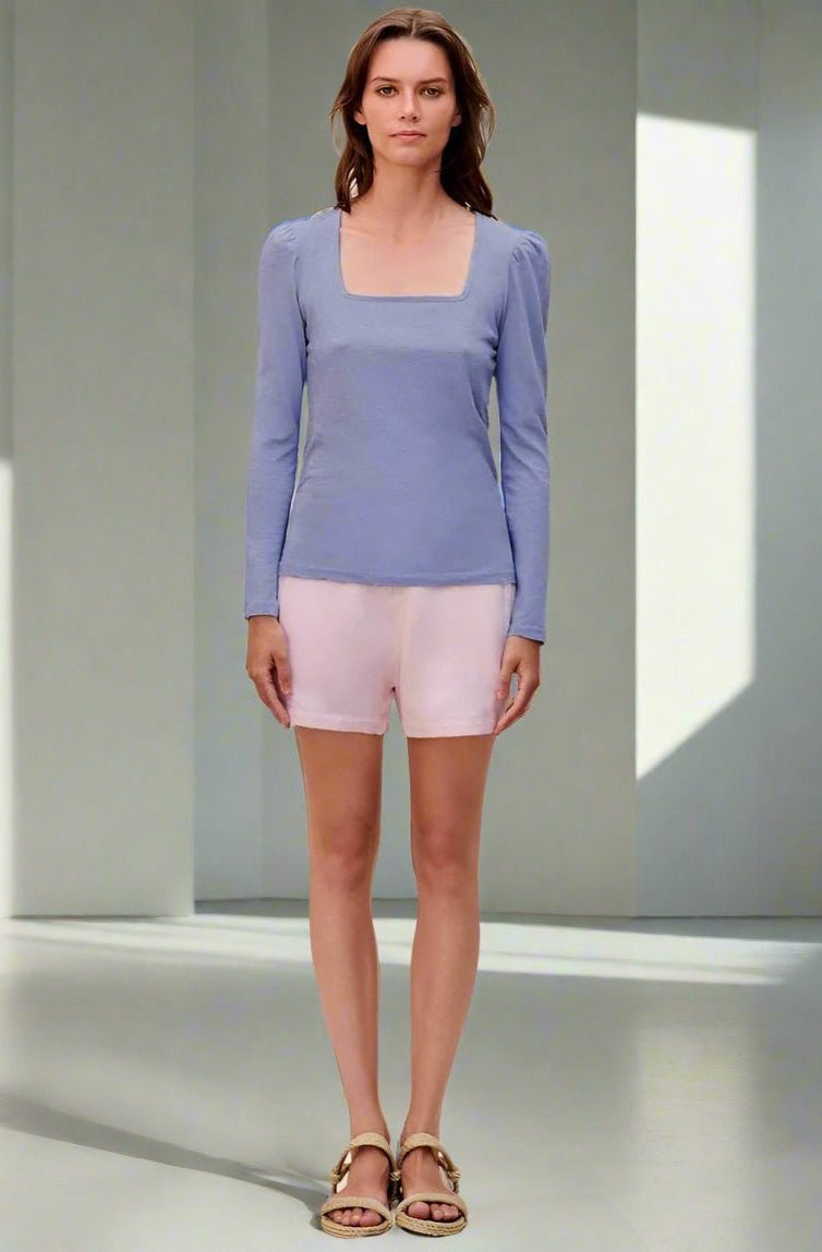 Sundry Clothing Square Neck Long Sleeve Top | T-Shirt by Sundry | Shop Premium Boutique Fashion at Spoiled Brat | Trendy Y2K style. A Fashion Nerd, Anna Friel, bardot top | Image 1