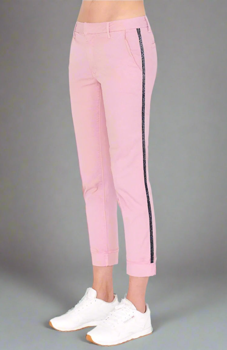 Sundry Glitter Stripe Roll Up Chino Trousers Trousers by Sundry as seen on celebrities