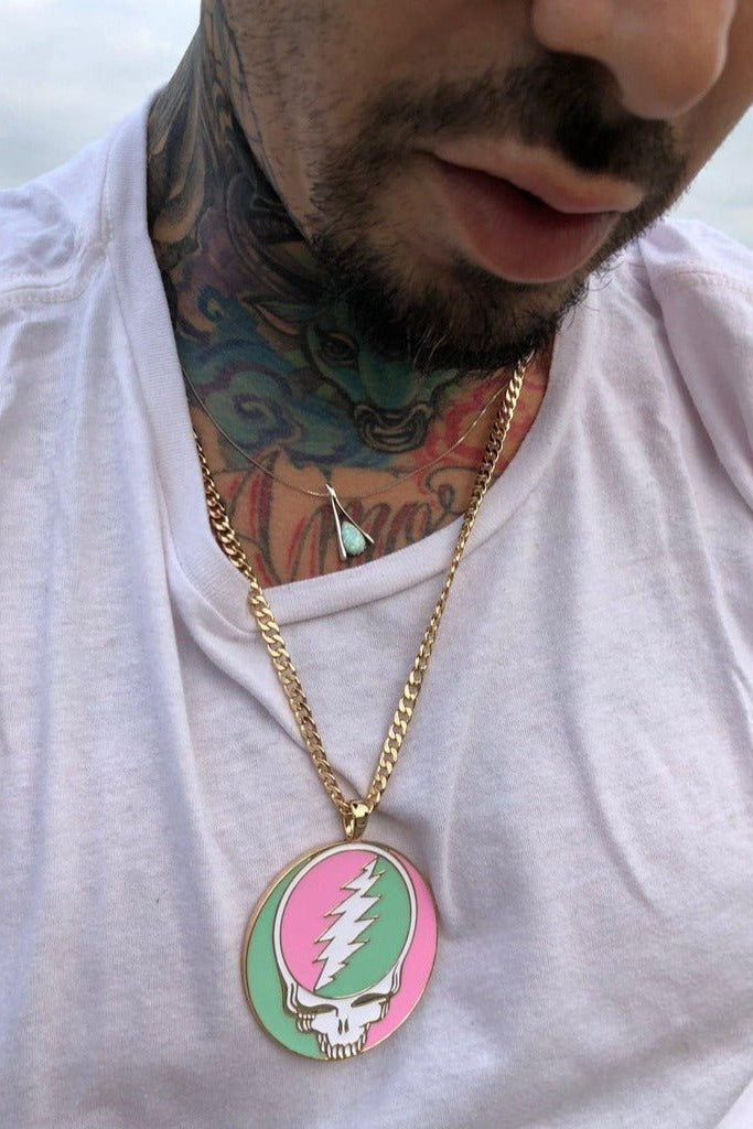 Trixy Starr x Grateful Dead Pastel Stealie Necklace Necklace by Trixy Starr as seen on celebrities
