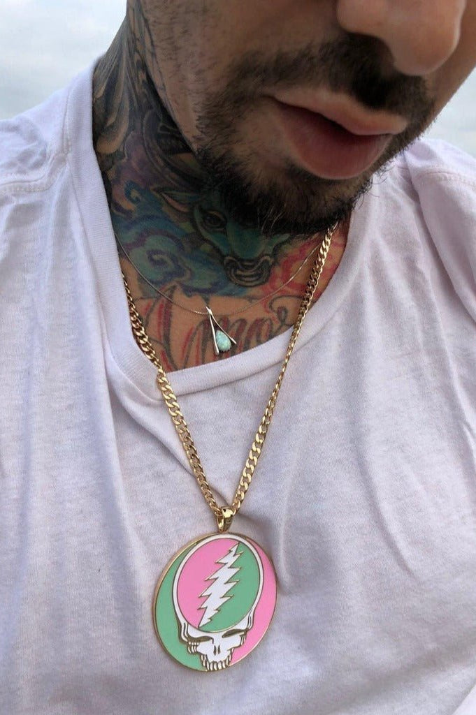 Trixy Starr x Grateful Dead Pastel Stealie Necklace Necklace by Trixy Starr as seen on celebrities