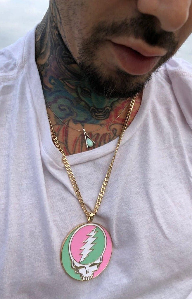 Trixy Starr x Grateful Dead Pastel Stealie Necklace Necklace by Trixy Starr as seen on celebrities