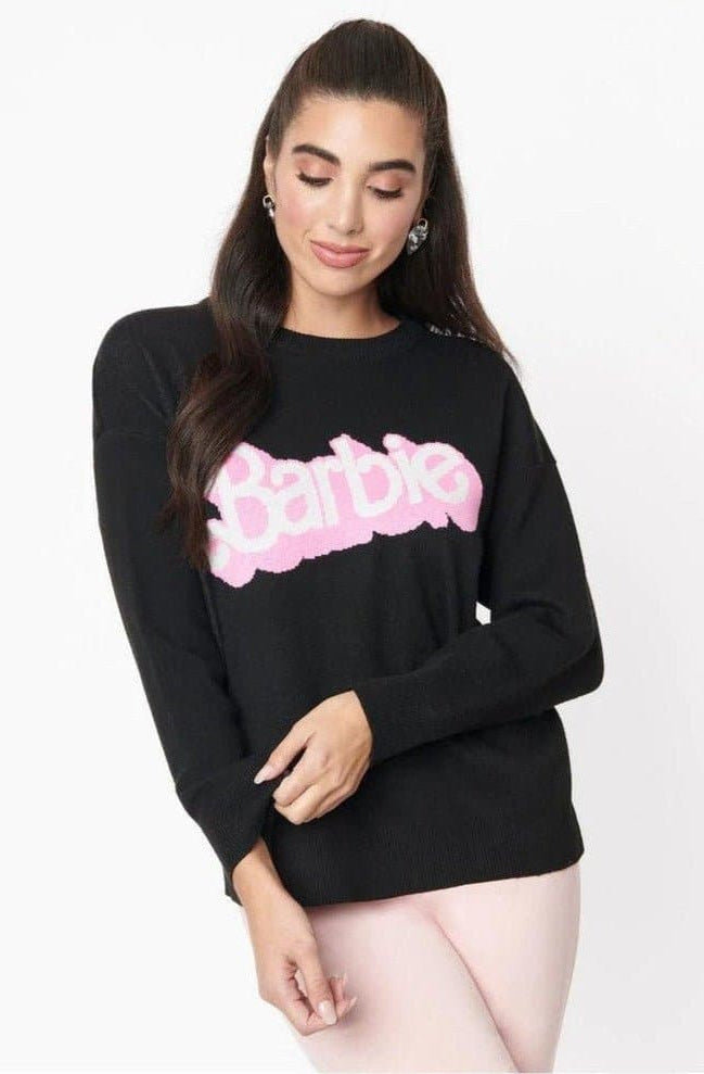 Barbie x Unique Vintage Black Barbie Logo Sweater - Spoiled Brat