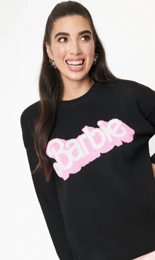 Barbie x Unique Vintage Black Barbie Logo Sweater - Spoiled Brat
