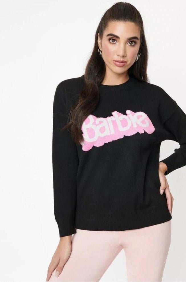 Barbie x Unique Vintage Black Barbie Logo Sweater Sweatshirt by Unique Vintage as seen on celebrities