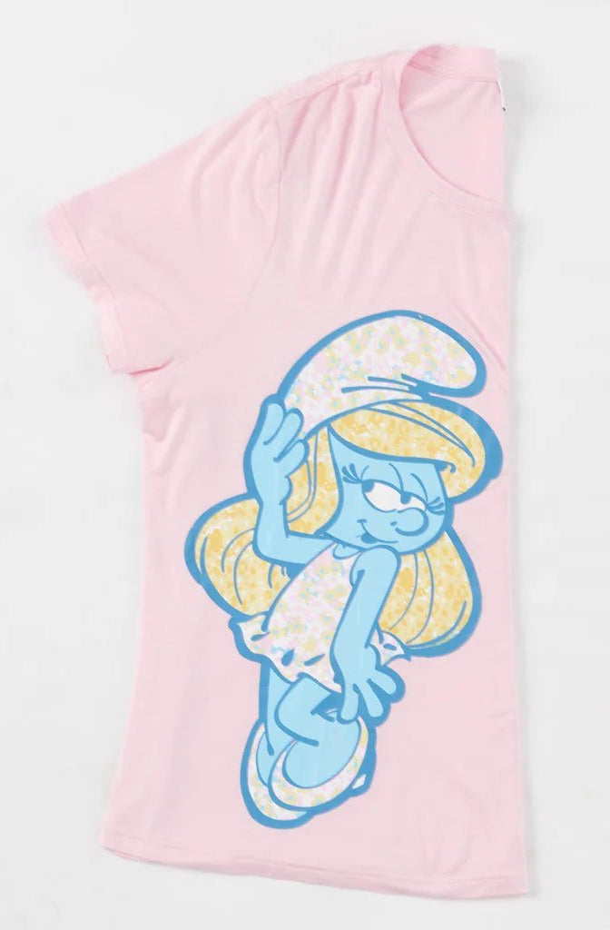 The Smurfs x Unique Vintage Pink Smurfs Fitted Tee - Spoiled Brat
