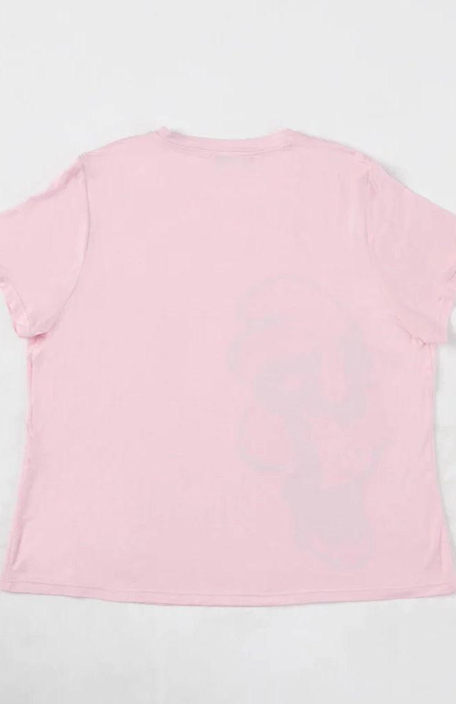 Shop Unique Vintage The Smurfs x Unique Vintage Pink Smurfs Fitted Tee Top for women – premium loungewear and festival fashion at Spoiled Brat