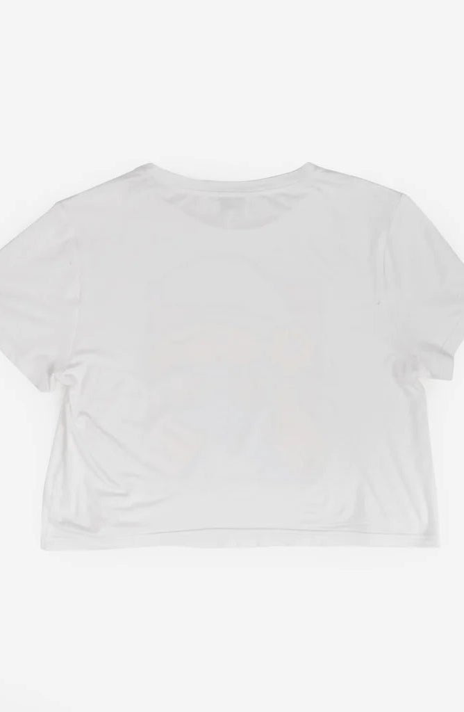 The Smurfs x Unique Vintage White Cropped Graphic Tee Top by Unique Vintage as seen on celebrities