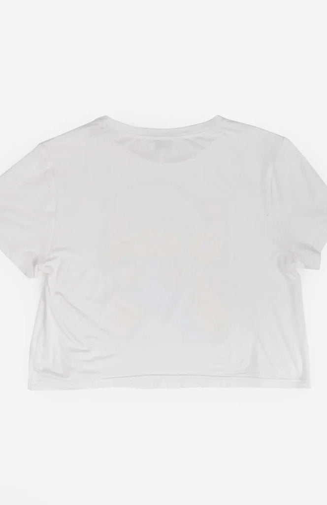 Shop Unique Vintage The Smurfs x Unique Vintage White Cropped Graphic Tee Top for women – premium loungewear and festival fashion at Spoiled Brat