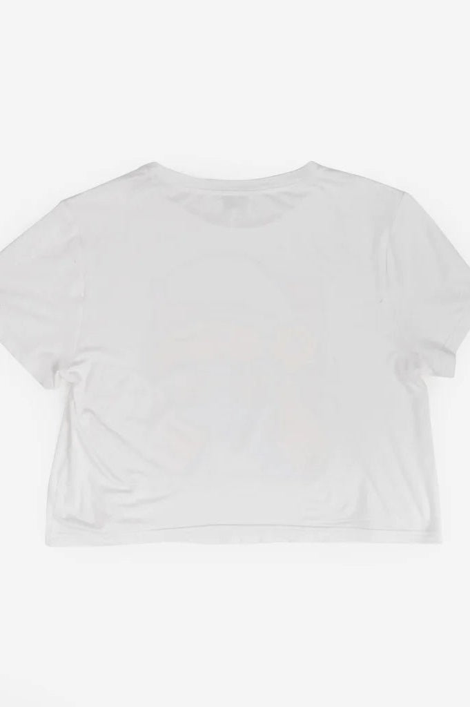 Shop Unique Vintage The Smurfs x Unique Vintage White Cropped Graphic Tee Top for women – premium loungewear and festival fashion at Spoiled Brat