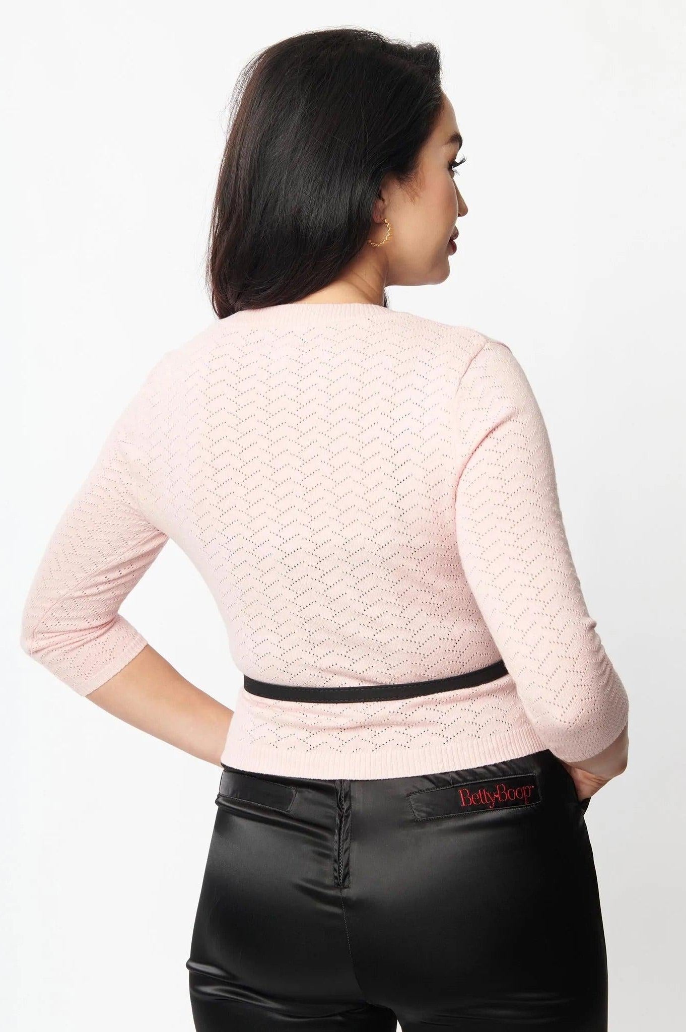 Unique Vintage Betty Boop x Unique Vintage Light Pink Sweetheart Cardigan Cardigan by Unique Vintage as seen on celebrities