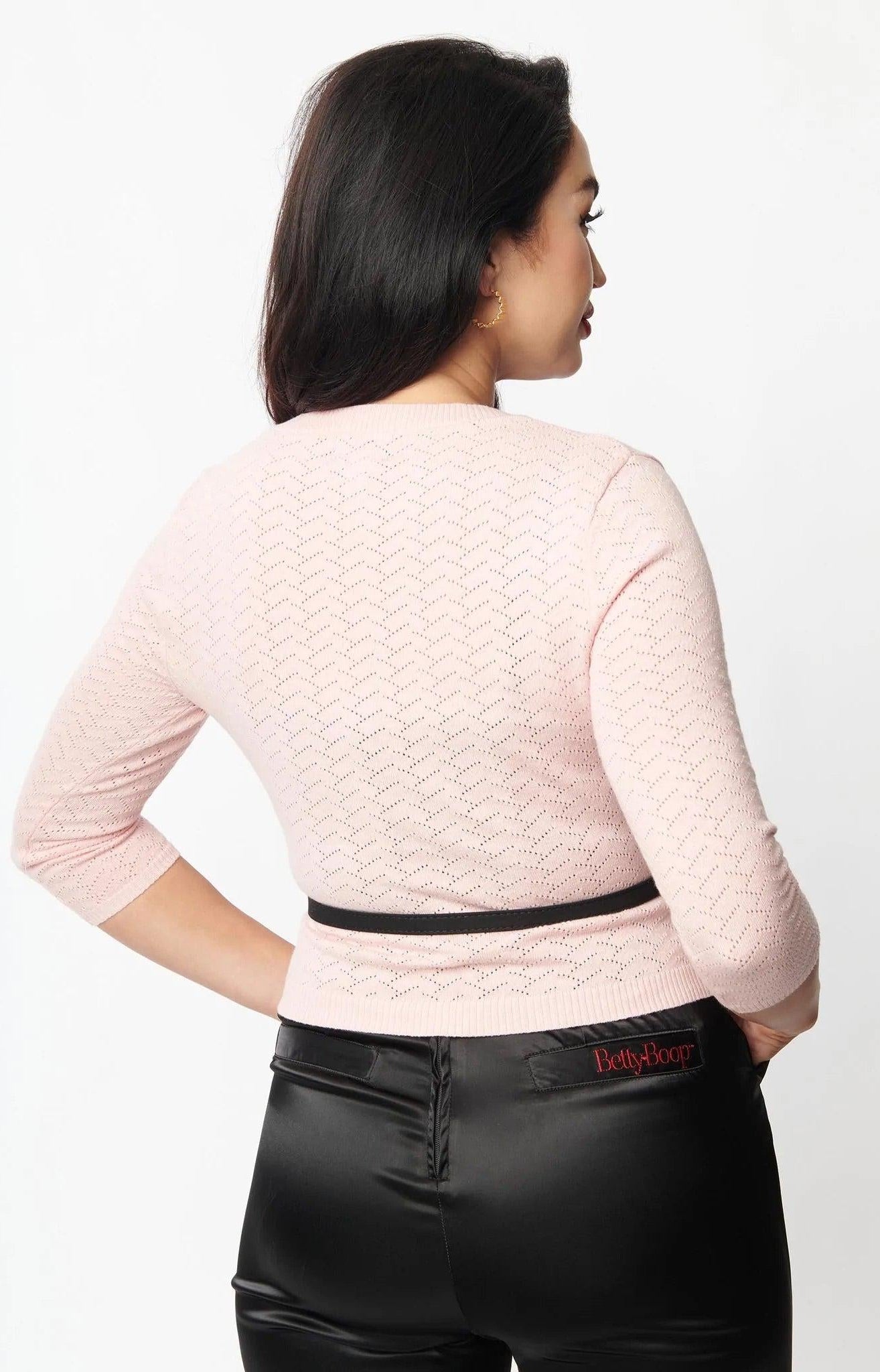 Unique Vintage Betty Boop x Unique Vintage Light Pink Sweetheart Cardigan Cardigan by Unique Vintage as seen on celebrities