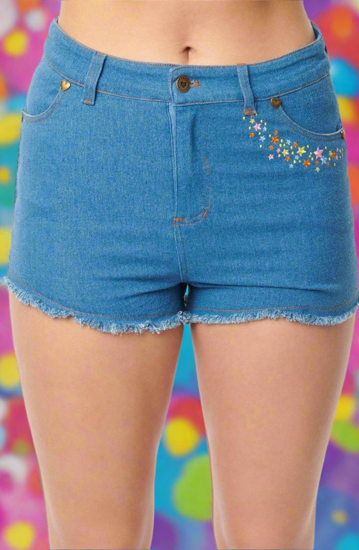 Care Bears x Unique Vintage Funshine Denim Shorts Shorts by Unique Vintage as seen on celebrities