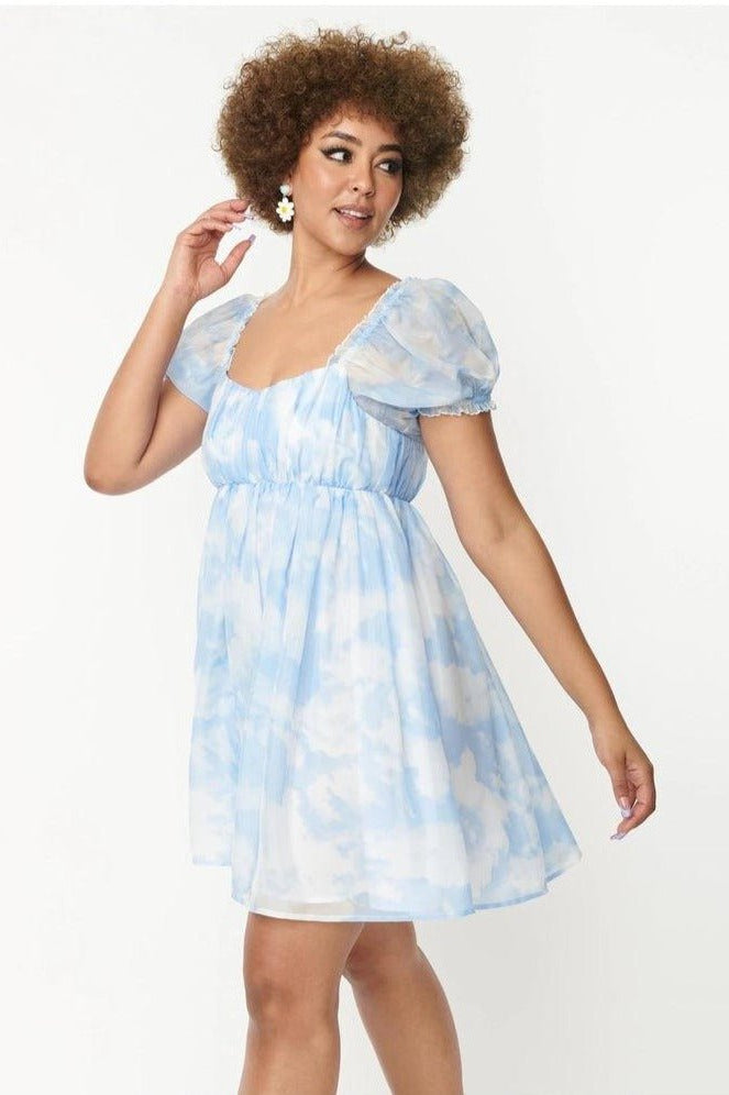 Unique Vintage Cloud Print Belle Babydoll Dress Dress by Unique Vintage as seen on celebrities