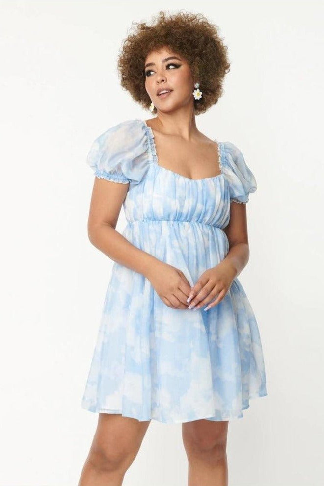 Unique Vintage Cloud Print Belle Babydoll Dress Dress by Unique Vintage as seen on celebrities