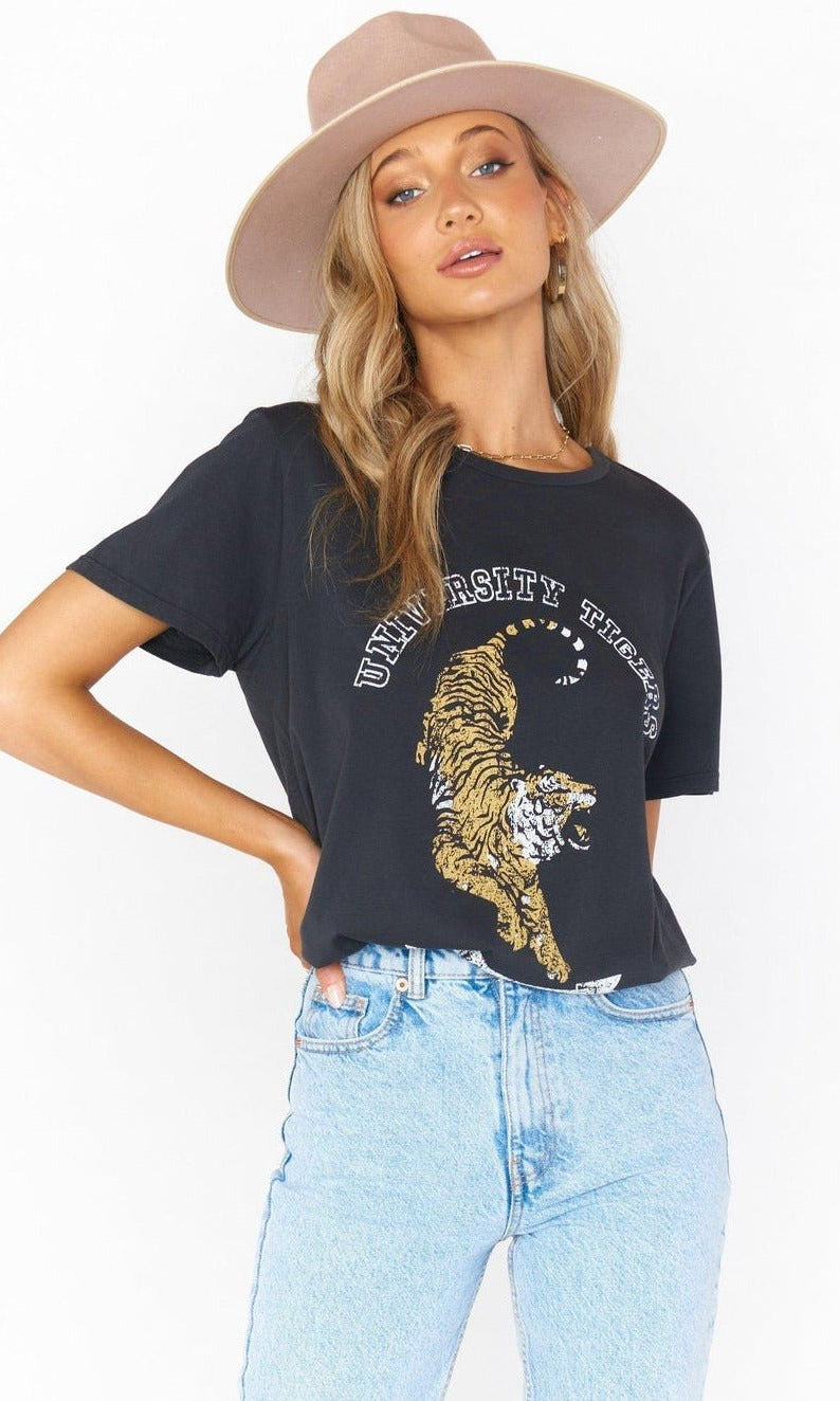 Shop Show Me Your Mumu Show Me Your Mumu Oliver University Tiger Graphic Tee T-Shirt for women – premium loungewear and festival fashion at Spoiled Brat
