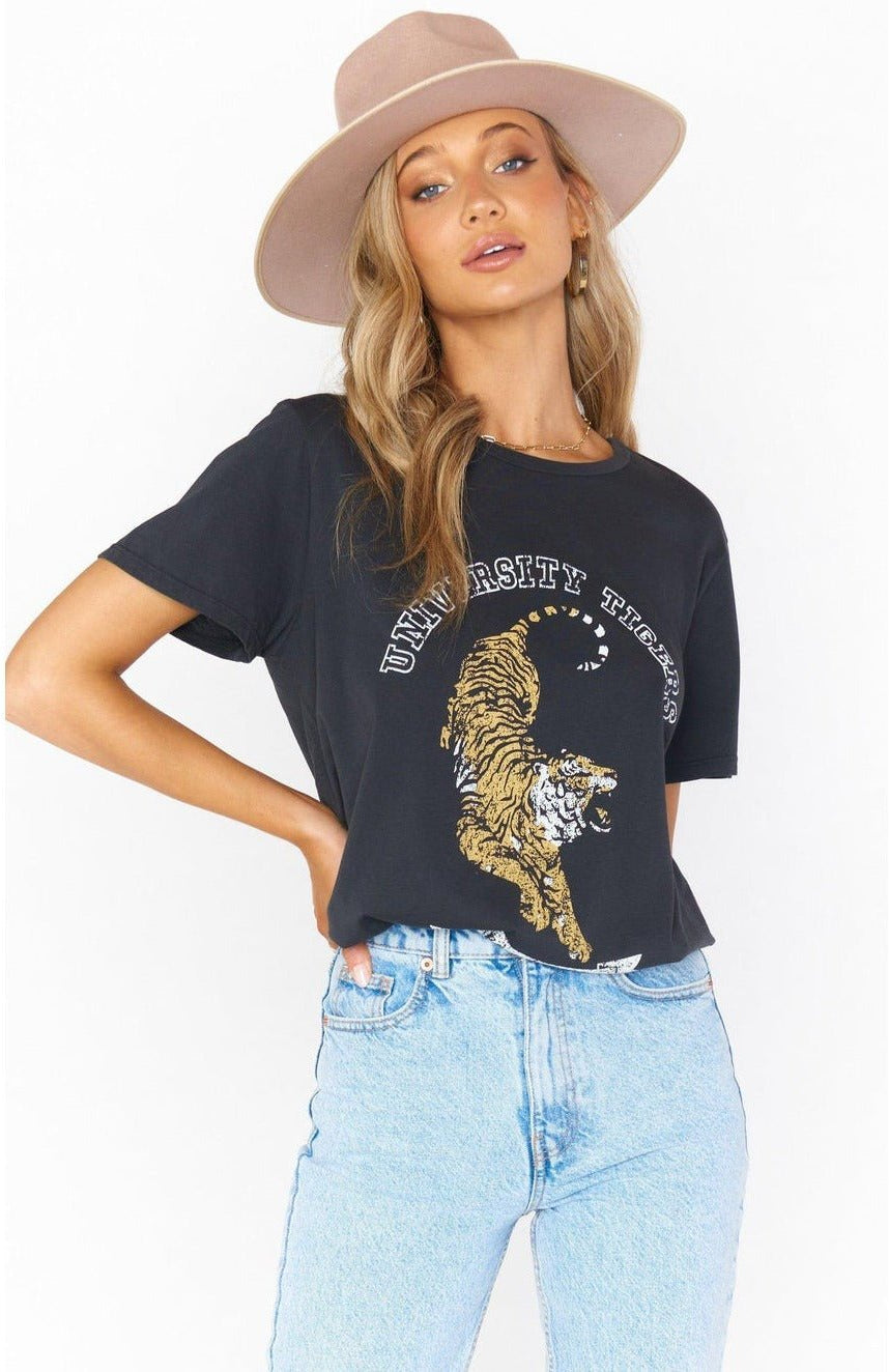 Shop Show Me Your Mumu Show Me Your Mumu Oliver University Tiger Graphic Tee T-Shirt for women – premium loungewear and festival fashion at Spoiled Brat