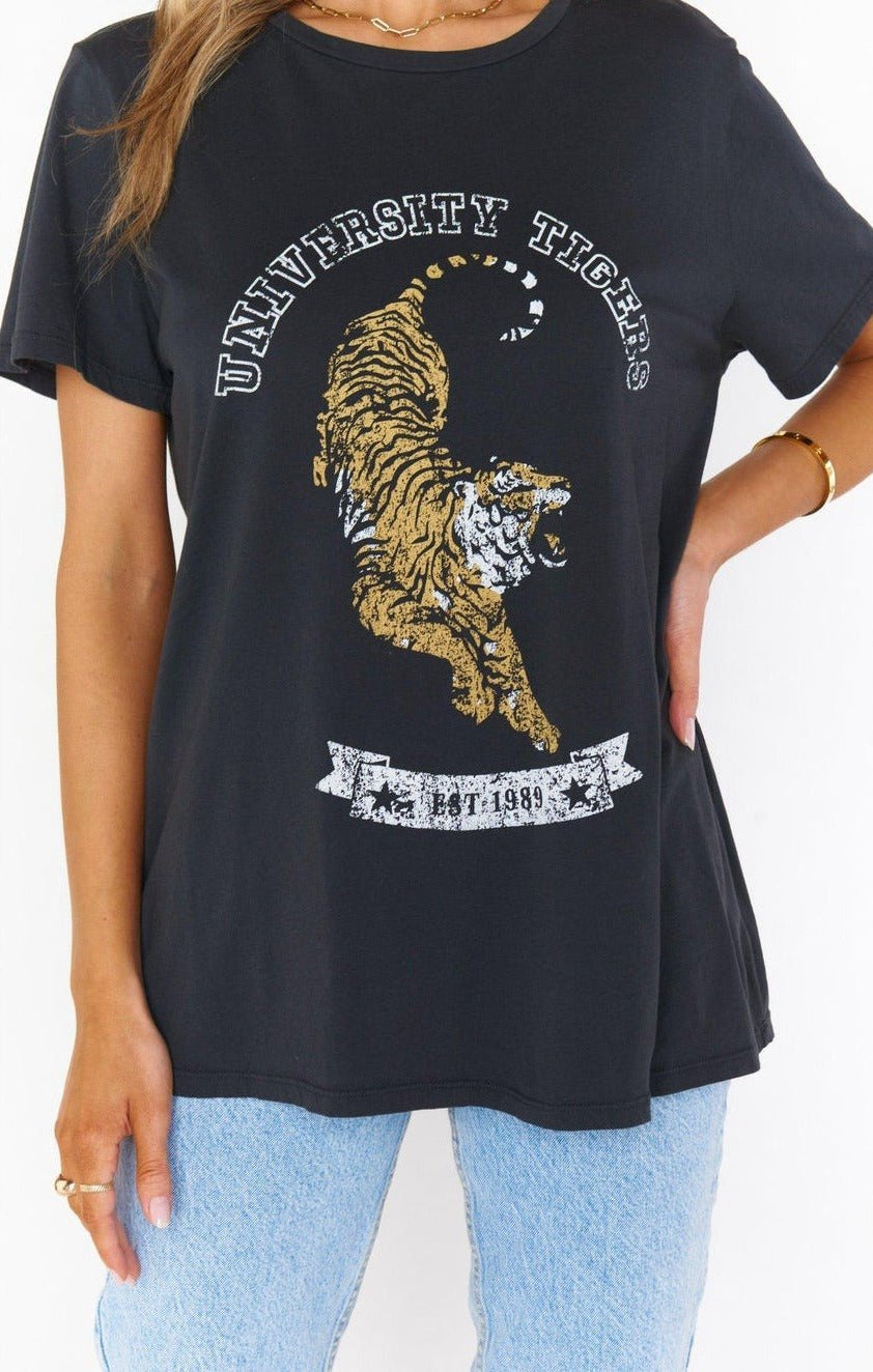 Shop Show Me Your Mumu Show Me Your Mumu Oliver University Tiger Graphic Tee T-Shirt for women – premium loungewear and festival fashion at Spoiled Brat
