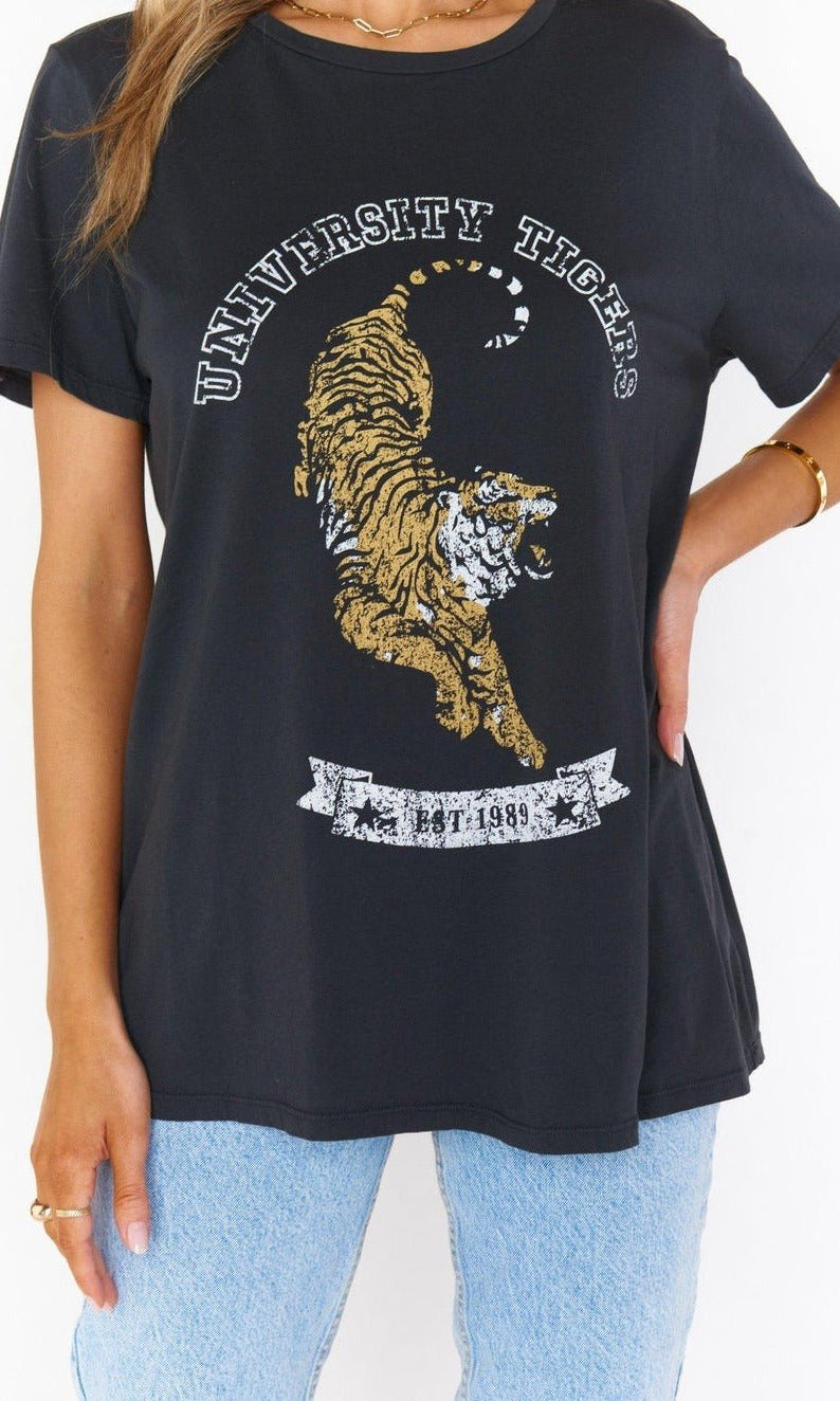 Shop Show Me Your Mumu Show Me Your Mumu Oliver University Tiger Graphic Tee T-Shirt for women – premium loungewear and festival fashion at Spoiled Brat