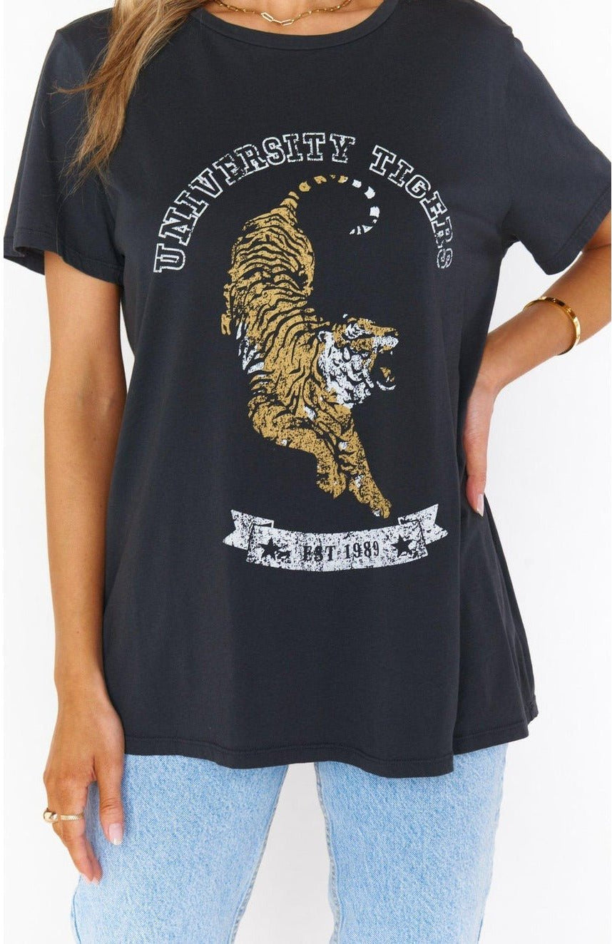Shop Show Me Your Mumu Show Me Your Mumu Oliver University Tiger Graphic Tee T-Shirt for women – premium loungewear and festival fashion at Spoiled Brat