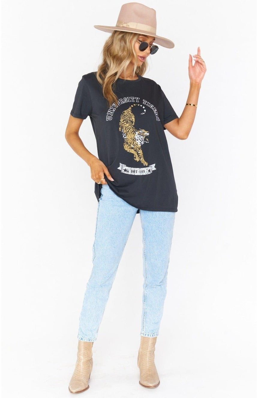 Shop Show Me Your Mumu Show Me Your Mumu Oliver University Tiger Graphic Tee T-Shirt for women – premium loungewear and festival fashion at Spoiled Brat