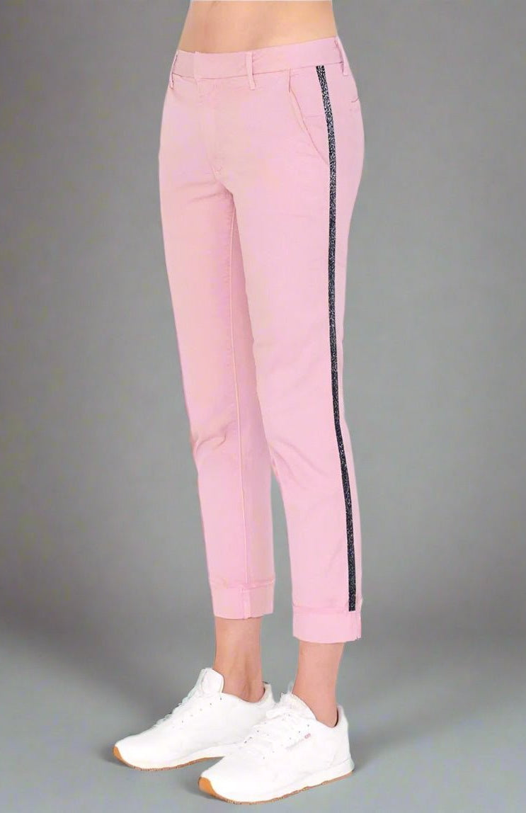 Shop Sundry Sundry Glitter Stripe Roll Up Chino Trousers Trousers for women – premium loungewear and festival fashion at Spoiled Brat