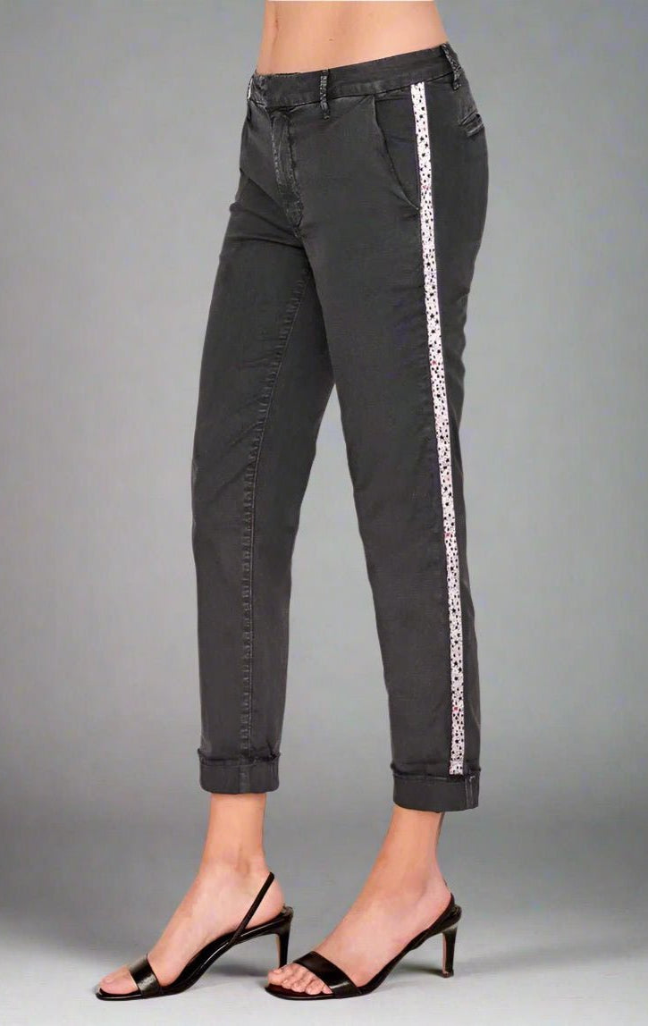 Shop Sundry Sundry Star Glitter Stripe Roll Up Chino Trousers Trousers for women – premium loungewear and festival fashion at Spoiled Brat