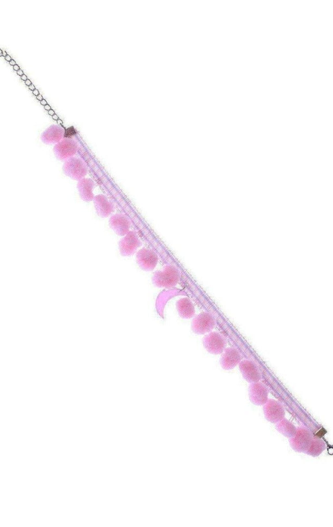 Shop Suzywan DELUXE Suzywan DELUXE Pink Moon Pom Pom Choker Choker for women – premium loungewear and festival fashion at Spoiled Brat