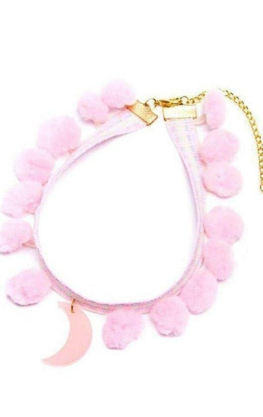 Shop Suzywan DELUXE Suzywan DELUXE Pink Moon Pom Pom Choker Choker for women – premium loungewear and festival fashion at Spoiled Brat