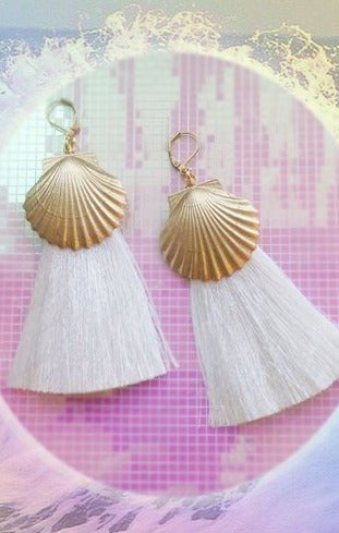 Shop Suzywan DELUXE Suzywan DELUXE Sea Shells Tassel Mermaid Earrings Earrings for women – premium loungewear and festival fashion at Spoiled Brat