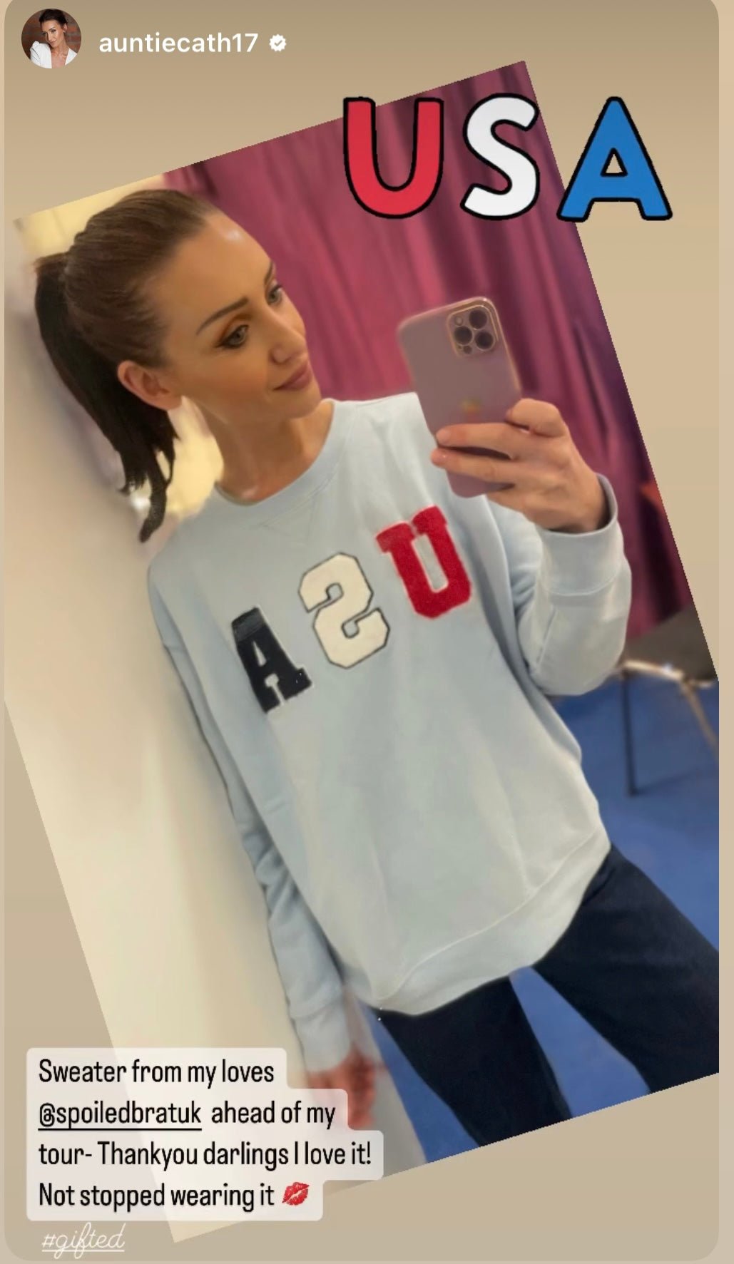 Catherine Tyldesley wears Wildfox - Spoiled Brat 