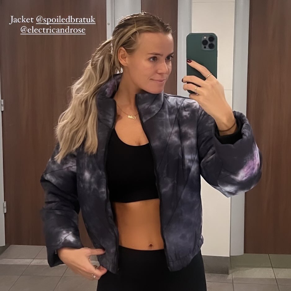 Chloe Meadows in Electric & Rose Bomber Jacket - Spoiled Brat 