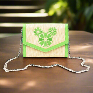 Buckle Down Mickey Mouse Lime Raffia Cross Body Bag