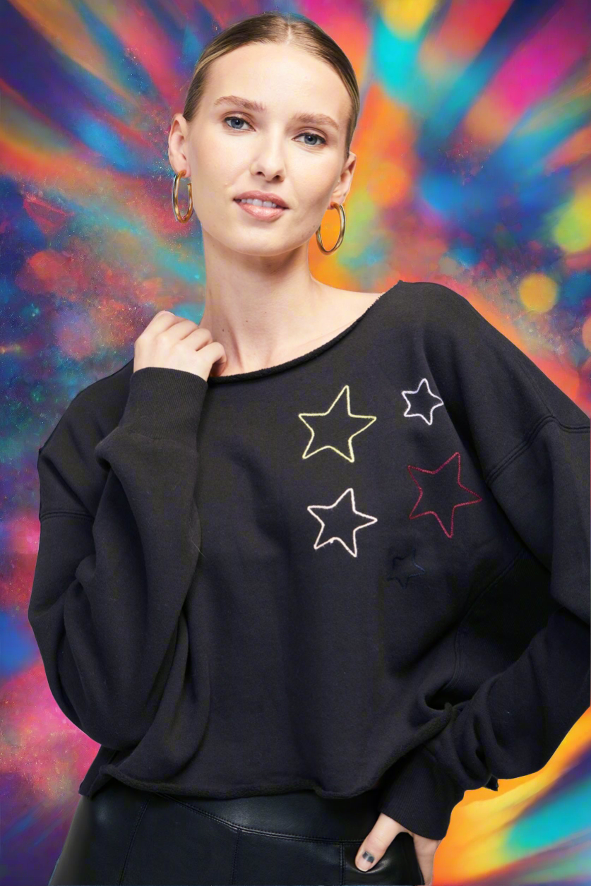 Shop Wildfox Wildfox Stitched Stars Moshpit Pullover online at Spoiled Brat