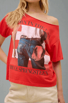 Daydreamer LA Bruce Springsteen Americana Off The Shoulder Tee T-Shirt by Daydreamer LA as seen on celebrities
