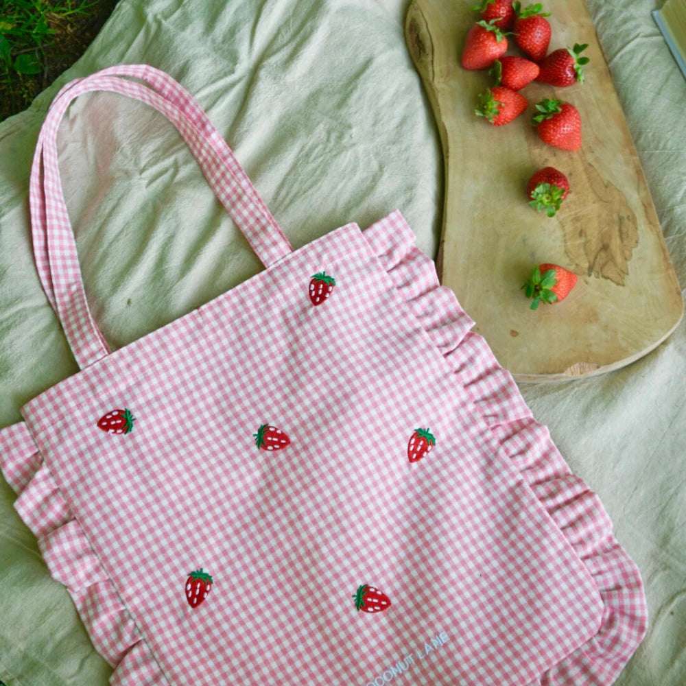 Coconut Lane Strawberry Picnic Tote Bag Tote Bag by Coconut Lane as seen on celebrities