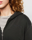 Samii Ryan Black Stone Wash Zip-Up Hoodie Hooded Sweatshirt by Samii Ryan as seen on celebrities