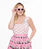 Barbie X Unique Vintage White & Pink Barbie Print Tank Top Cami Top by Unique Vintage as seen on celebrities