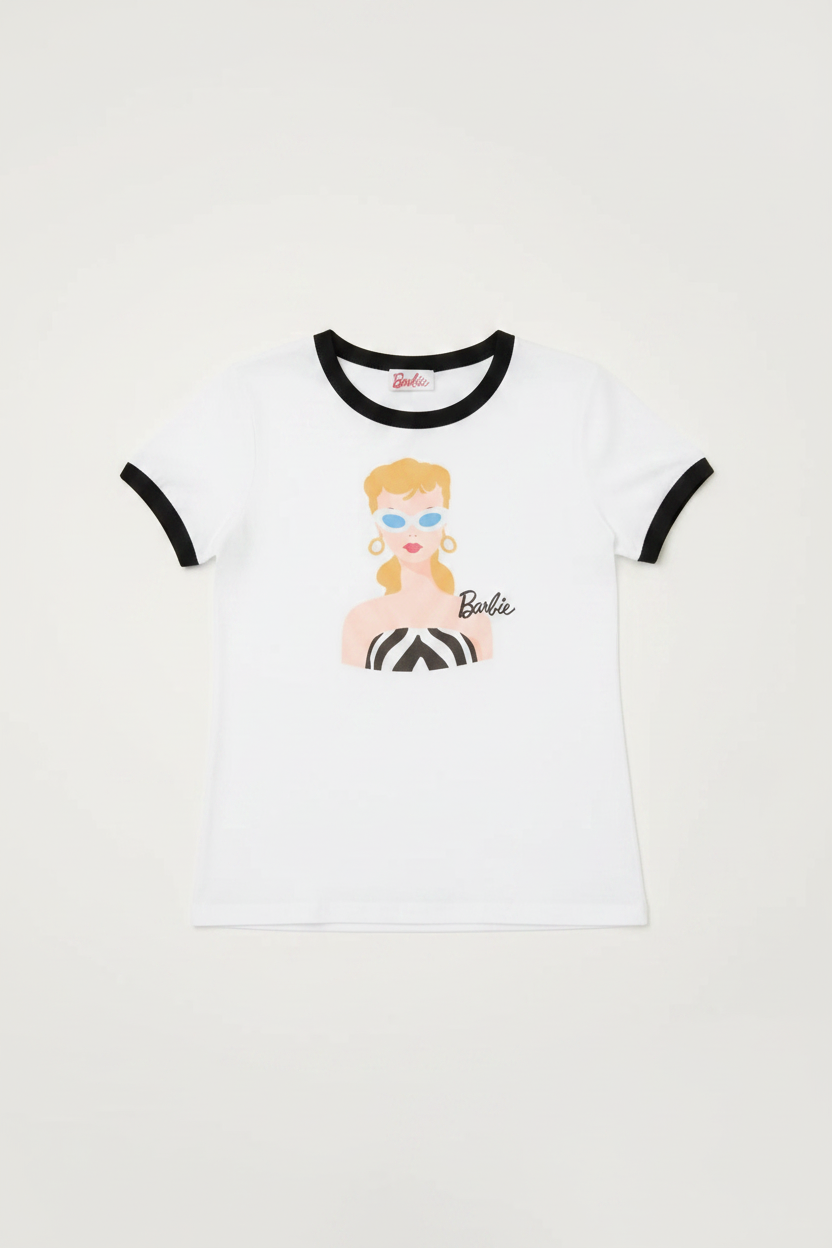 Barbie™ x Unique Vintage Barbie Icon Graphic Ringer Tee
