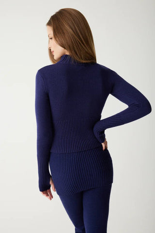 Shop Frankies Bikinis Maverick Cloud Knit Half Zip Sweater in Luna Blue as seen on Una Healy - Spoiled Brat  Online